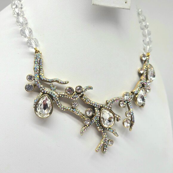 Heidi Daus Budding Branch Aurora Borealis Swarovski Crystal Coral Necklace NIB - Picture 6 of 11